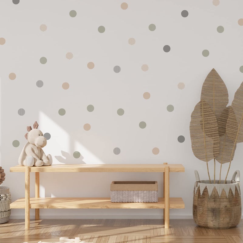 YouRfocus Boho Polka Dot Wall Decals 36 PCS, Boho Wall Decal Wall Sticker for Girls Room Living Room Playroom Nursery, Removable Wall Decals Kids Room Decor Vinyl Murals DIY Cute Decorations (6 Sheets) - Image 2